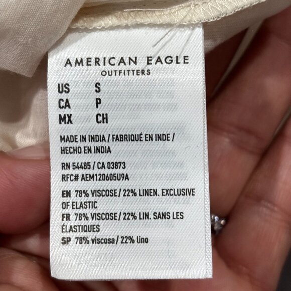 American Eagle Puff Sleeve Babydoll Dress Cream SZ: Small - Picture 14 of 15